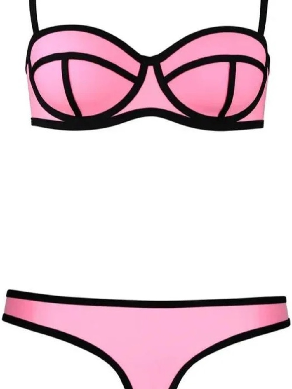 triangl swimwear Pink Bikini with Black Contrast Trim-Size Medium